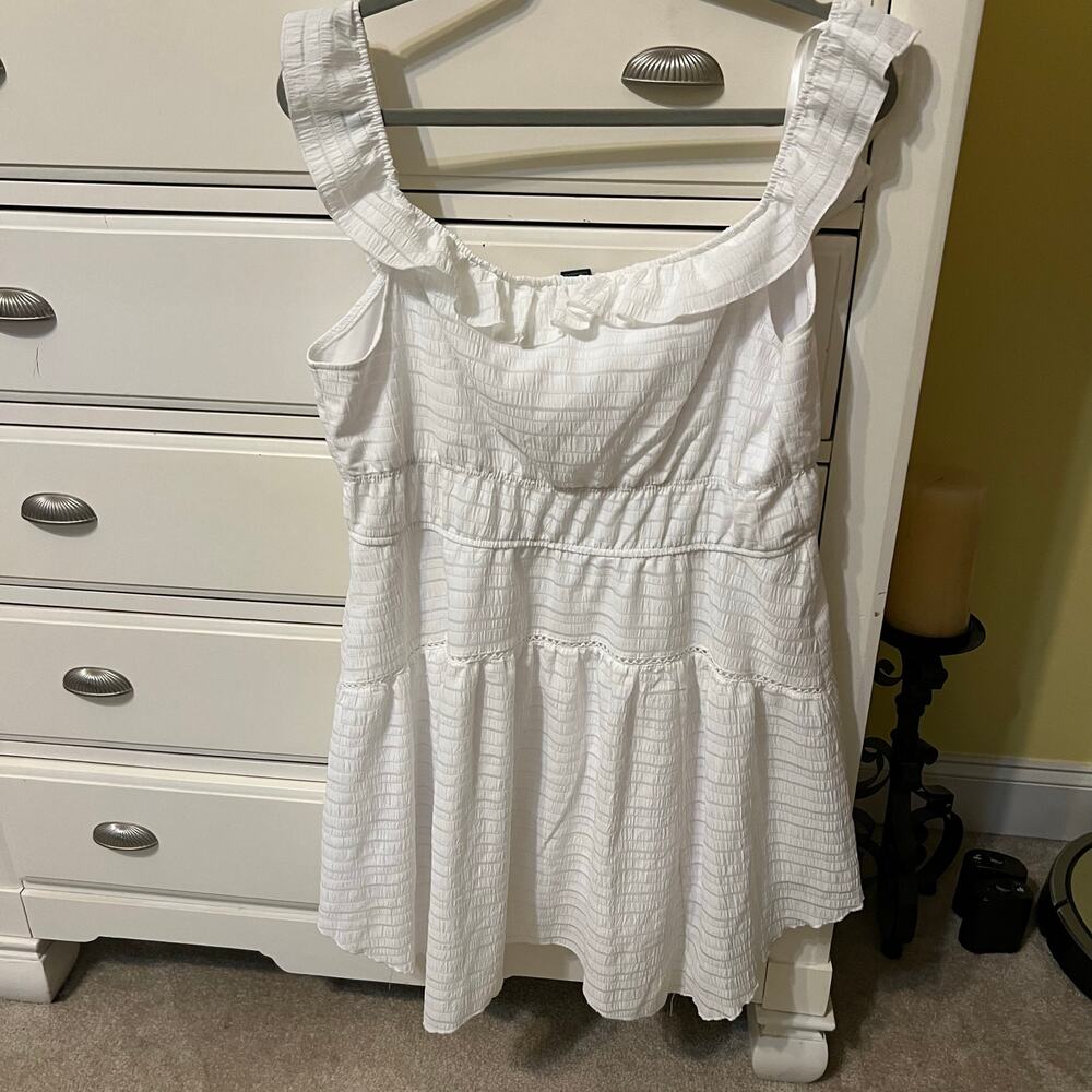 NEW White Ruffle Women's Dress Tiered Fairy Cottagecore Flowy Plus Size XXL Boho - Picture 6 of 8